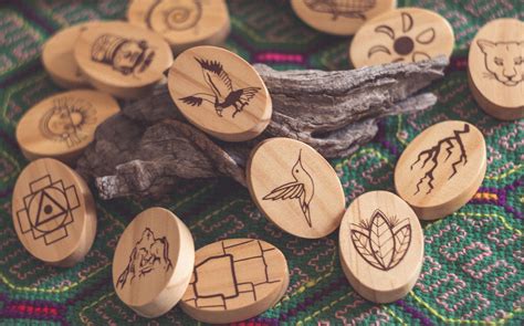 shamanic Wooden runes, sacred symbols of the andean/amazonian ...