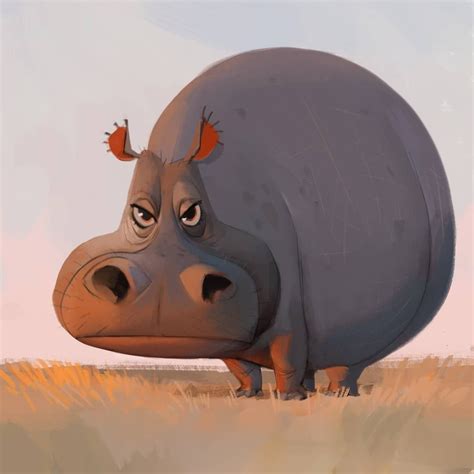 Perfectly-round hippo doesn't really care what you have to say. . #art ...