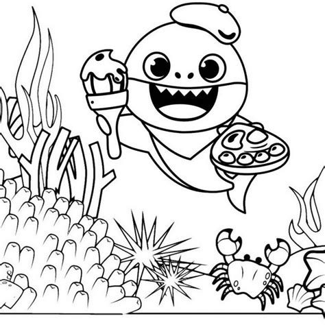 Funny Baby Shark Coloring Page for Free - Mitraland