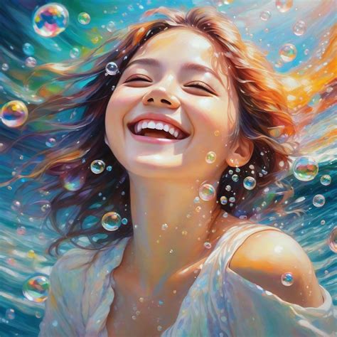 Girl laughing water bubbles recreation | Civitai
