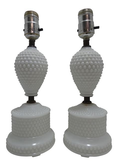 Fenton Hobnail Milk Glass Table Lamps - a Pair on Chairish.com | Milk glass lamp, Milk glass ...