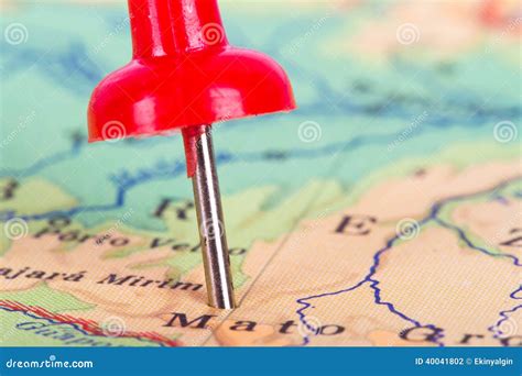 Pushpin on Map stock photo. Image of paper, guide, destination - 40041802