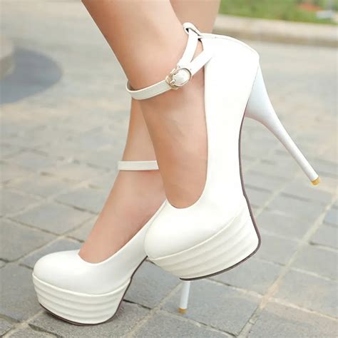 High Heels Women Shoes White Bridal Shoes Sexy Ultra High Heels Night ...