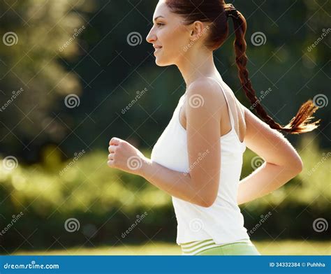 Athletic Runner Training in a Park for Marathon. Fitness Girl Ru Stock Photo - Image of exercise ...