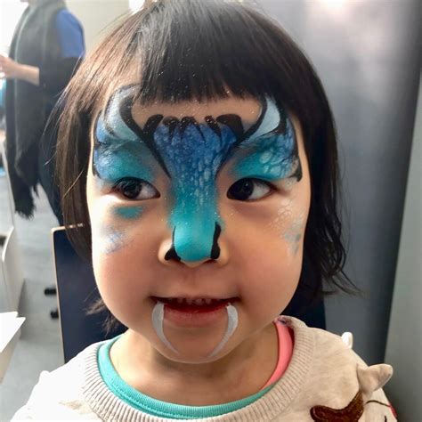 Blue Dragon Face Paint Example - Happy Faces Party