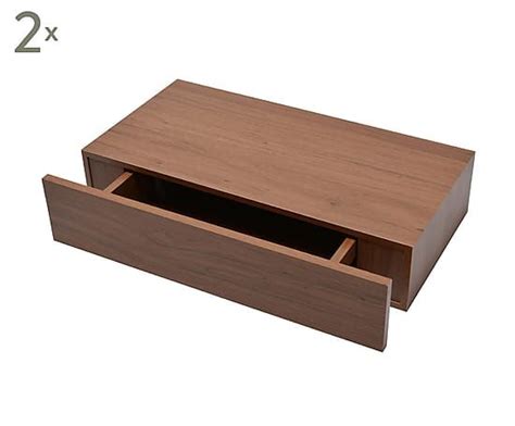 Set de 2 estantes con cajón, marrón - 48 cm Wall Shelf With Drawer, Floating Shelf With Drawer ...