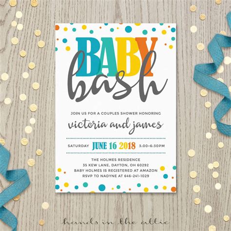 Baby Bash Couples Co-ed Baby Shower Invitation Card, Baby Boy Shower ...