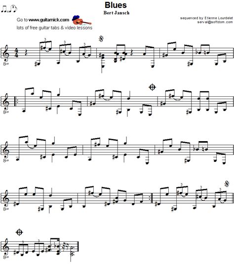 BLUES Fingerstyle Guitar TAB: GuitarNick.com