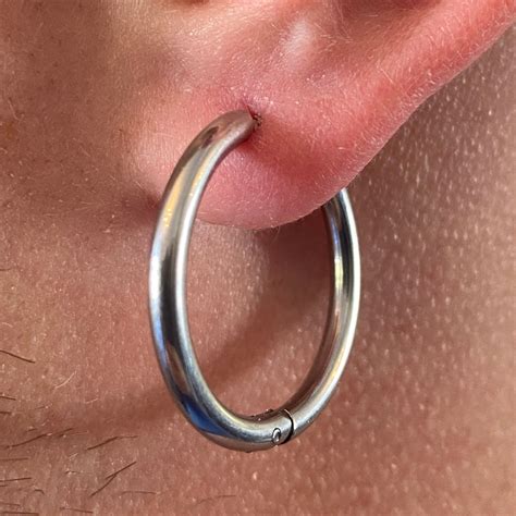 Mens Silver Large Hoop Earrings Gold Hoop Earrings Mens | Etsy