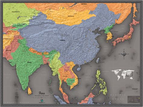 Contemporary Asia Wall Map by Outlook Maps - MapSales