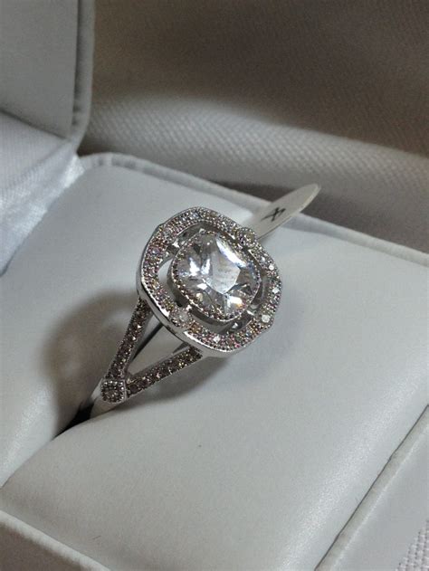 Halo Cushion Cut Engagement Ring Split Shank Sterling - Etsy