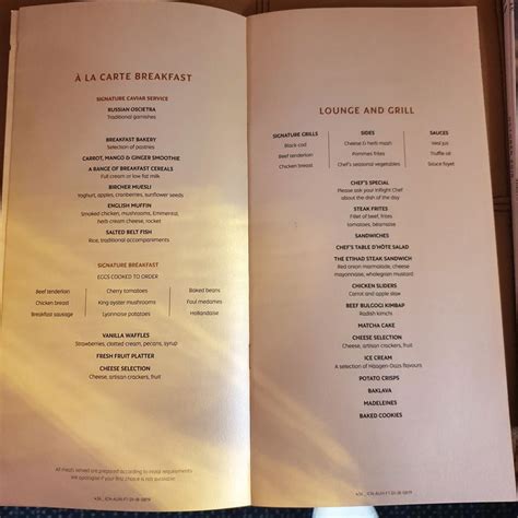 Etihad Economy Class Food Menu | Food menu, Airline food, Airline catering