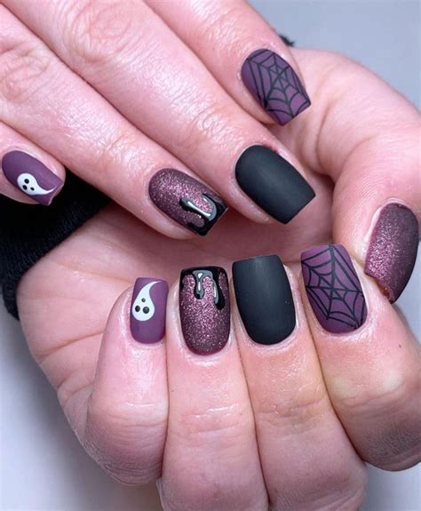 30+ Spooky Halloween Nail Ideas : Mismatched Matte Dark Nails I Take ...