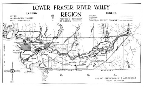 an old map shows the location of lower fraser river valley region, as well as other major rivers