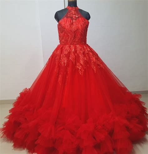 Red ball gown at Rs 8500 | Ball dress for women in Surat | ID ...