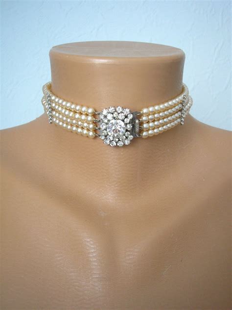 Vintage Pearl Choker, Diamond Pearl Choker, Pearl Bridal Choker, Indian Bridal Choker, Bridal ...