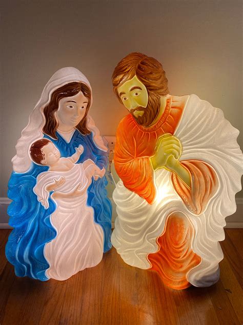 Grand Venture Blow Mold Christmas Nativity Set Mary Joseph Jesus survey.khl.ru
