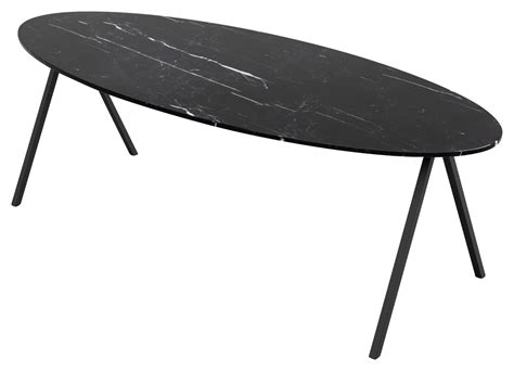 Oval Marble Dining Table – Nero Marquina black (V-frame)