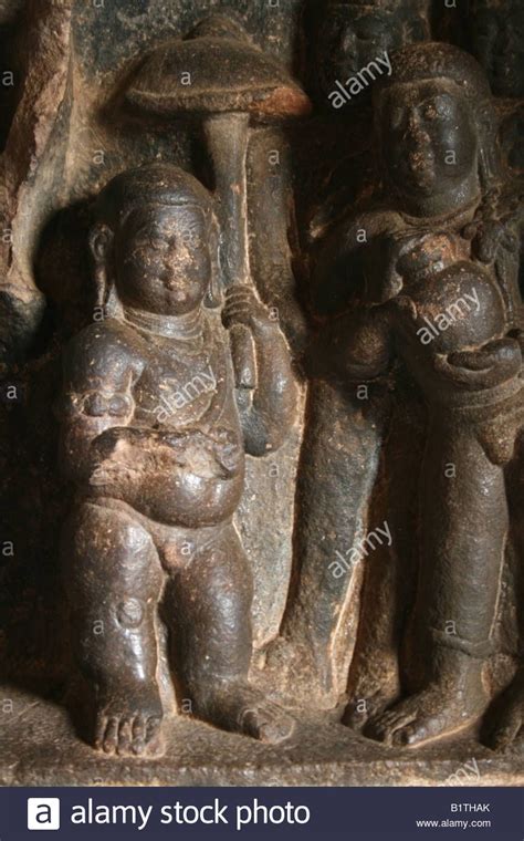 Download this stock image: Vishnu in the form Vamana Dwarf , 6th Century Badami rock-cut cave ...