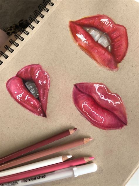 Colored pencil lips in 2024 | Colored pencil artwork ideas, Lips drawing, Color pencil art