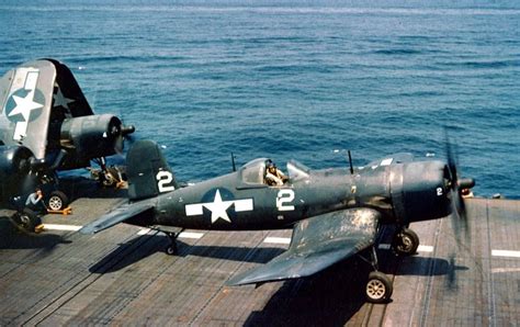 World War II in Color: A U.S. Navy Vought F4U-4 Corsair at Deck