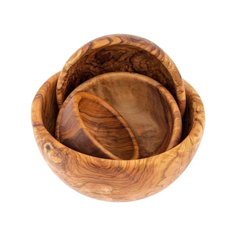 Olive Wood Bowl Set of 4 - Handmade Wooden Serving Bowls