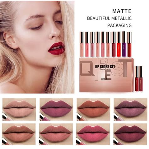 Matte Nude Liquid Lipstick Set 12 Colors Waterproof Long Lasting Lip Gloss Kit Cosmetics Non ...