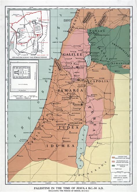 1912 Map of Palestine in the time of Jesus Jerusalem | Etsy