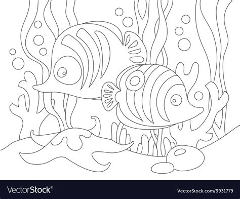 Two cute cartoon fishes under the sea Royalty Free Vector