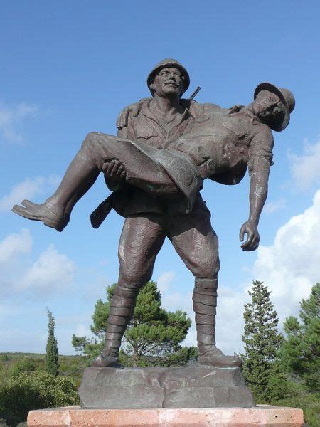 Gallipoli battlefield cemetery statue of an Ottoman soldier carrying a ...