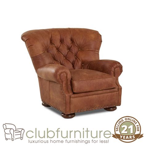 Banks Tufted Leather Club Chair w/ Decorative Nailhead Trim | Leather club chairs, Upholstered ...