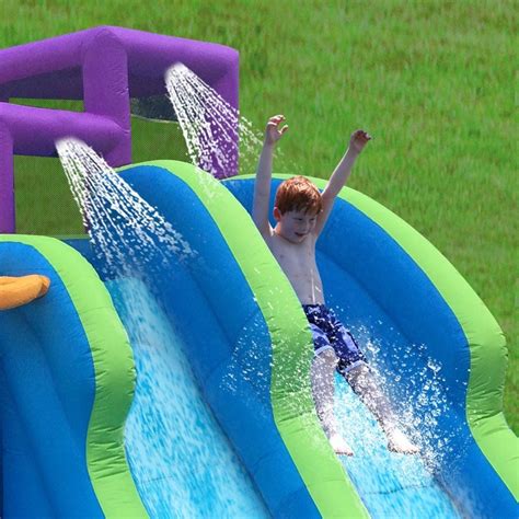 Magic Time Twin Falls Outdoor Inflatable Splash Pool Backyard Water Slide Park | Pool water ...