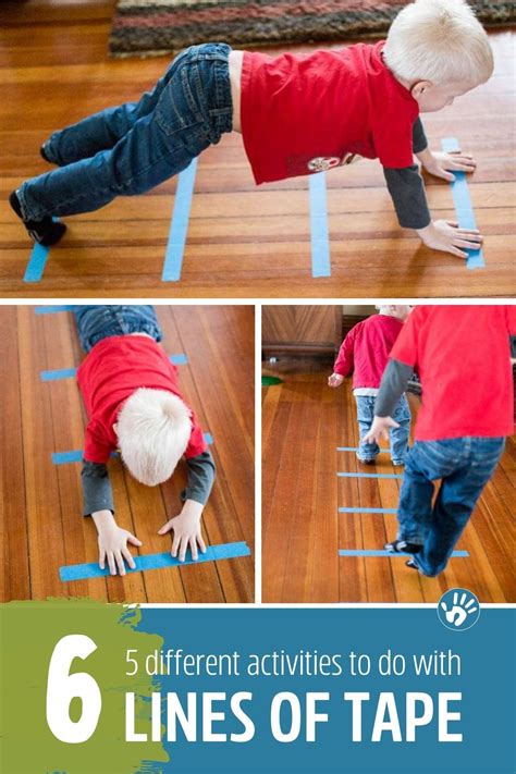 Build gross motor skills with five easy activities using just six lines of tape! Toddler Gross ...