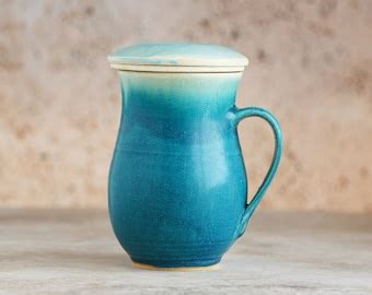 Mugs, Handmade Mugs, Ceramic Tea Infuser Mug, Coffee Cup, Coffee Mug With Saucer, Large Mug for ...