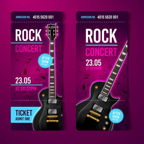 Rock concert tickets template vector 01 free download