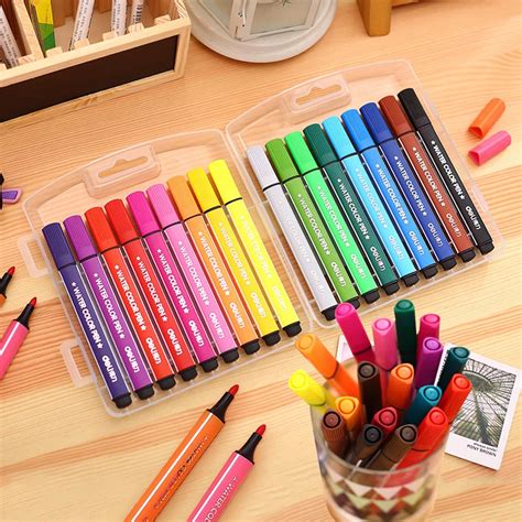 12-18 Color Pen Art Marker Drawing Set Colors Children Watercolor Pen Safe Non-toxic Water ...