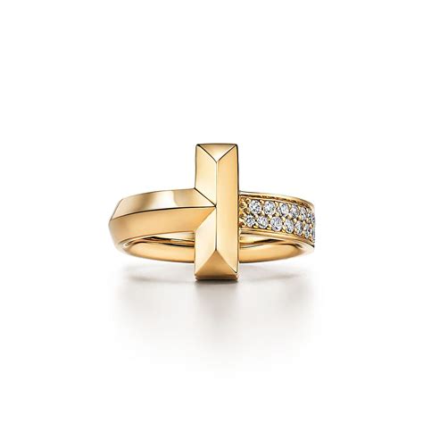 Tiffany T T1 Ring in Yellow Gold with Diamonds, 4.5 mm Wide, Size: 7 in 2021 | Tiffany t, Luxury ...