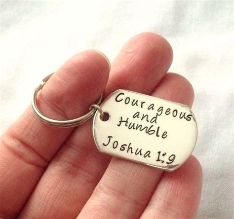 Custom Bible Verse Dog Tag Keychain courageous and | Etsy | Custom ...