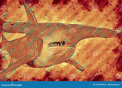 Shark Hammerhead Predator Nautical Black Silhouette Animal Vector Illustration | CartoonDealer ...