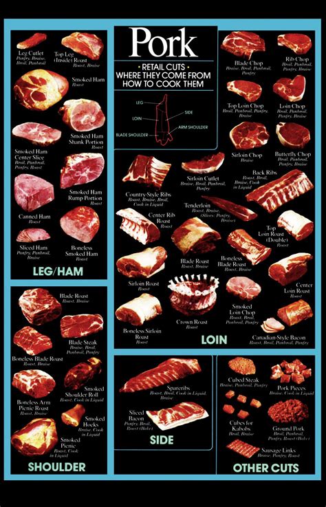 Pork Cuts Where they come from How to cook them Chart 18"x28" (45cm/70cm) Poster