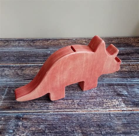 Wooden Piggy Banks For Kids Unique Piggy Bank Dinosaur | Etsy