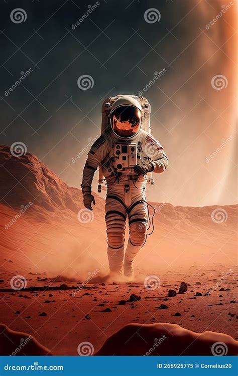 First man on mars stock illustration. Illustration of space - 266925775