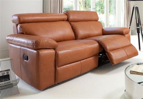 With simple lines and tempting curves, this beautiful leather reclining sofa feels just as good ...