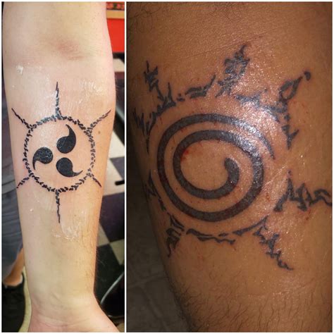 Sasuke curse mark and Naruto 9 tail seal my brother and I got tonight ...