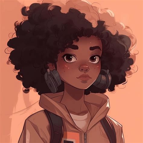 Premium Photo | A cartoon of a girl with curly hair and a hoodie that says'black girl