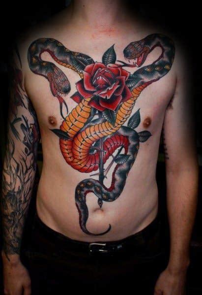 30 Two Headed Snake Tattoo Ideas For Men - Serpent Designs