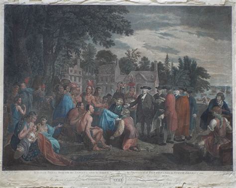 Antique Print - William Penn's Treaty with the Indians, when he founded the province of ...