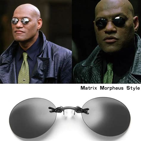 Brand The Matrix Morpheus Mini Small Cool Round Sunglasses Men Designer Frameless Clip Nose ...