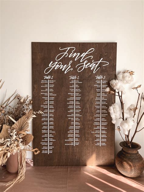 SEATING Chart | Find Your Seat Wooden Wedding Guest Seating Plan ...
