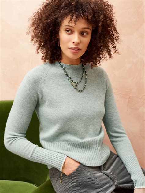 Brora Cashmere Boxy Jumper, Duck Egg at John Lewis & Partners